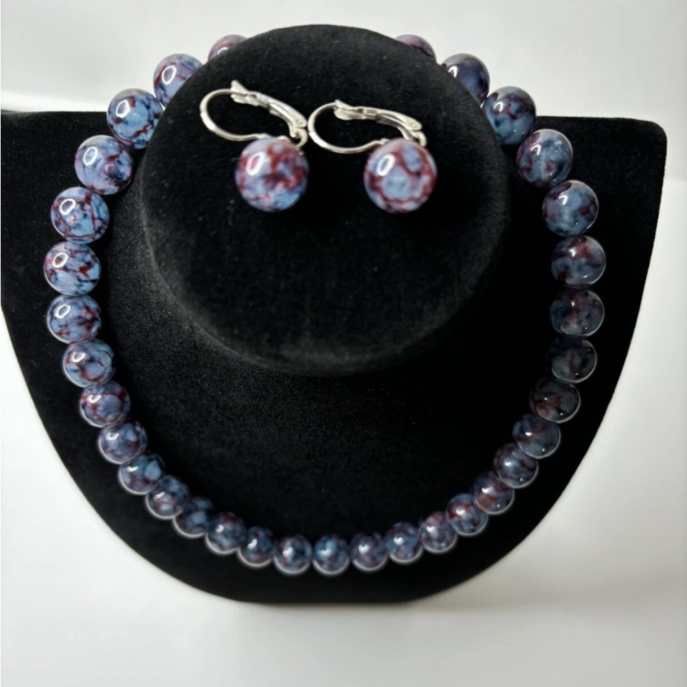 Elegant Purple Beaded Jewelry Set
